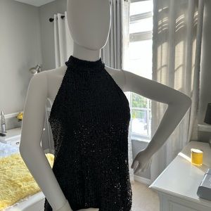 Christian Soriano NY Black Sequined sleeveless top- size Small